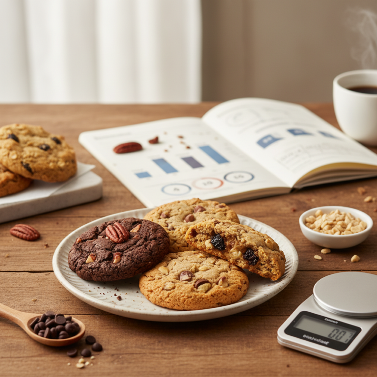 Illustration réaliste sur Calories des cookies artisanaux : comprendre leur apport pour les intégrer sans excès