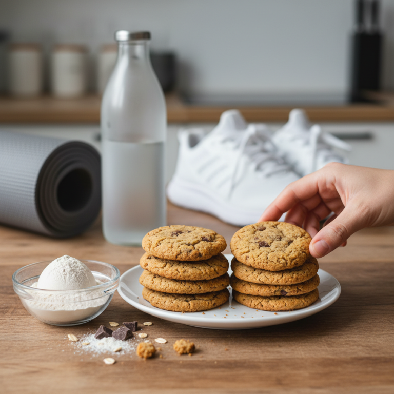 Illustration réaliste sur Cookies protéinés maison pour une collation sportive