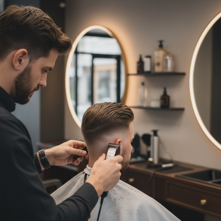 Illustration réaliste sur La coupe dégradée pour homme : intemporelle et sur mesure