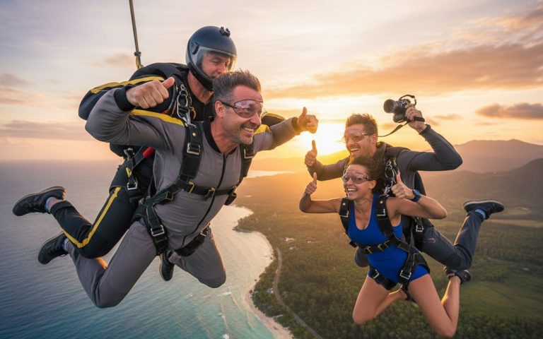 Homme de 40 ans vivant une expérience mémorable avec des amis.
